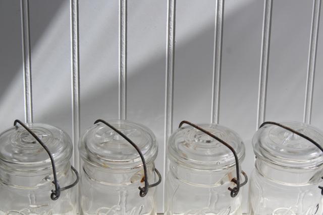 photo of antique vintage Ball Ideal jars glass pint size canning jars w/ bail lids #4