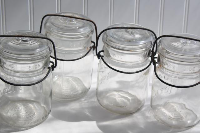 photo of antique vintage Ball Ideal jars glass pint size canning jars w/ bail lids #6