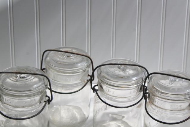 photo of antique vintage Ball Ideal jars glass pint size canning jars w/ bail lids #7