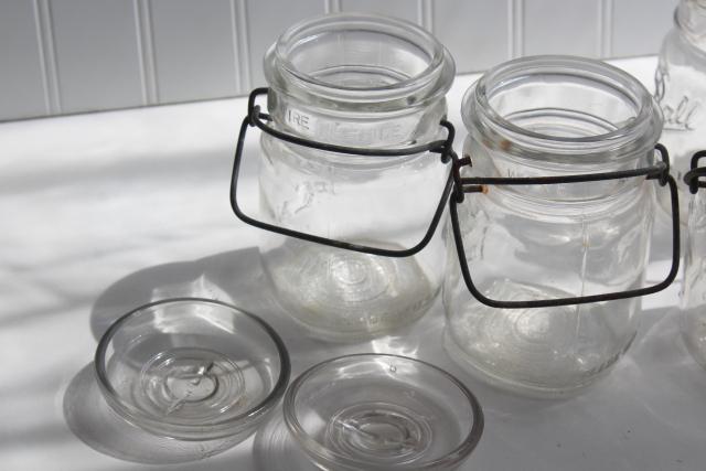 photo of antique vintage Ball Ideal jars glass pint size canning jars w/ bail lids #10