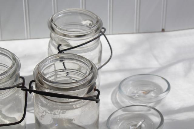 photo of antique vintage Ball Ideal jars glass pint size canning jars w/ bail lids #11