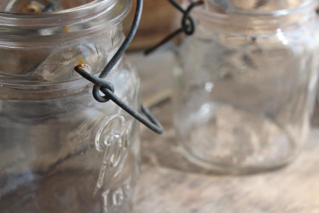 photo of antique vintage Ball Ideal jars glass pint size canning jars w/ bail lids #4