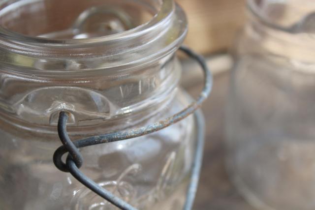 photo of antique vintage Ball Ideal jars glass pint size canning jars w/ bail lids #5