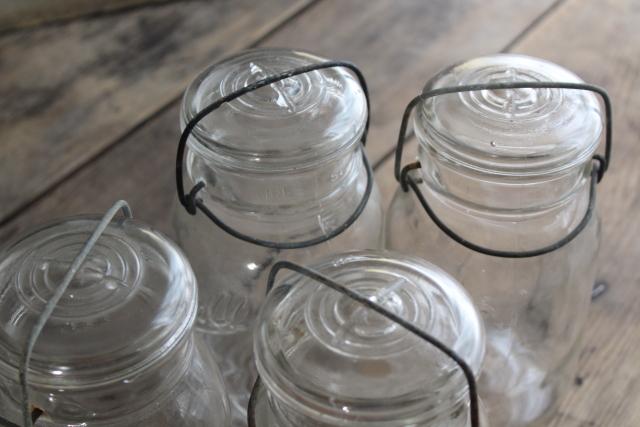 photo of antique vintage Ball Ideal jars glass quart canning jars w/ bail lids #6