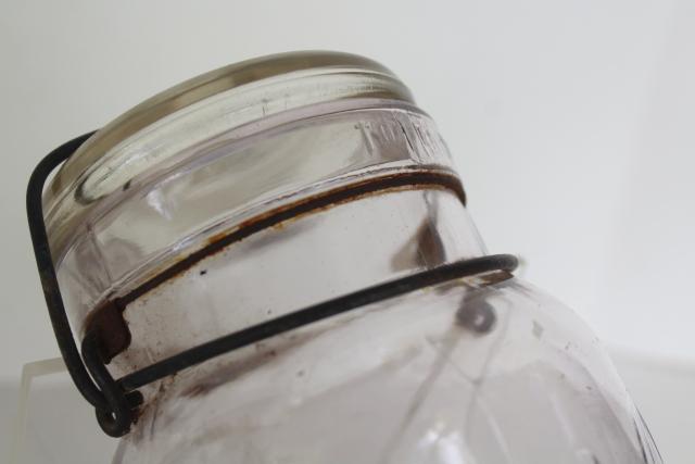 photo of antique vintage Ball Sure Seal clear glass quart canning jar w/ glass lid #4