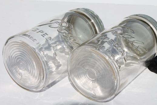 photo of antique vintage Ball mason jars, 1 quart wide mouth storage canisters w/ zinc lids #5