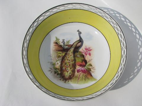 photo of antique vintage Bavaria china, large bowl w/ peacock #1