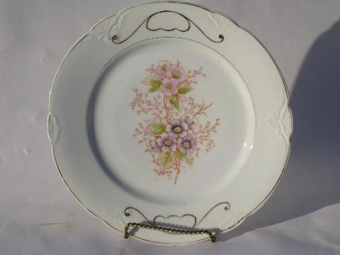 photo of antique vintage Bavaria china plates, hand-painted porcelain w/ different florals #2