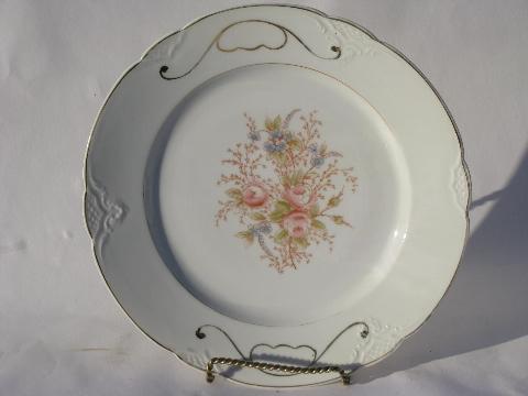 photo of antique vintage Bavaria china plates, hand-painted porcelain w/ different florals #3