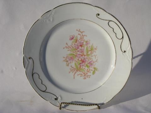 photo of antique vintage Bavaria china plates, hand-painted porcelain w/ different florals #4