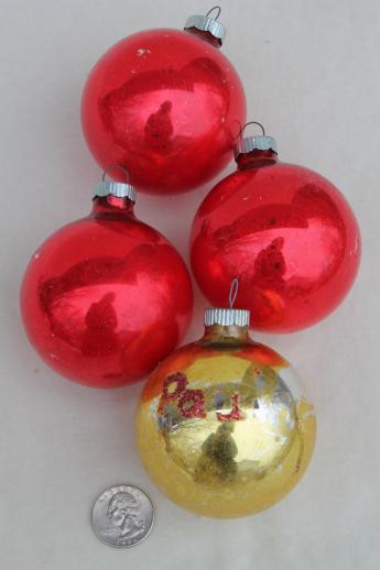 photo of antique & vintage Christmas tree ornaments lot, glass balls & old metal tinsel decorations #6