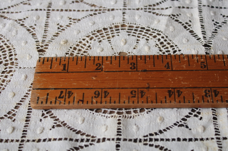 photo of antique vintage Cluny lace tablecloth, square parlor table cover ivory cotton lace #5