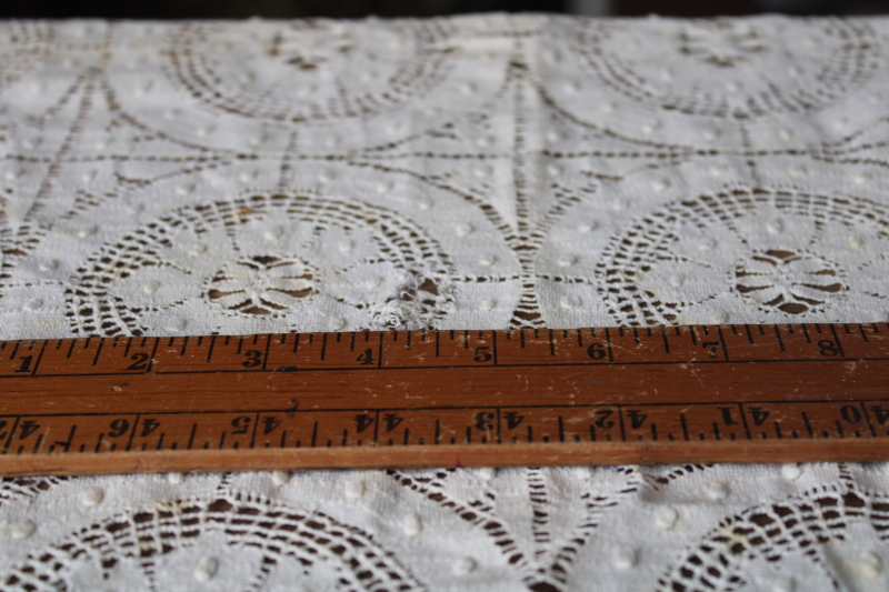 photo of antique vintage Cluny lace tablecloth, square parlor table cover ivory cotton lace #9