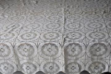 catalog photo of antique vintage Cluny lace tablecloth, square parlor table cover ivory cotton lace