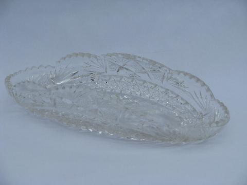 photo of antique vintage EAPG pressed pattern glass celery tray plate #1