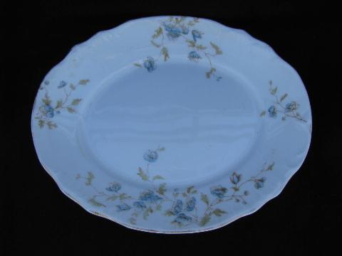 photo of antique vintage English ironstone china transferware, Dainty floral oval salad plates #2