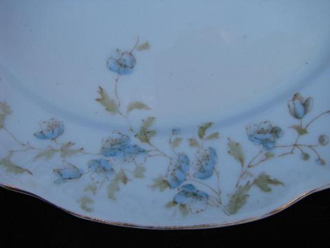 photo of antique vintage English ironstone china transferware, Dainty floral oval salad plates #3