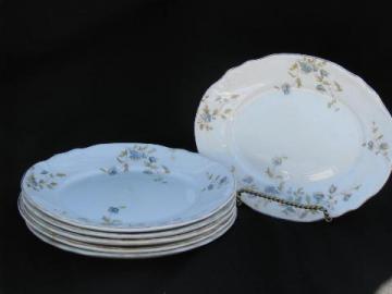 catalog photo of antique vintage English ironstone china transferware, Dainty floral oval salad plates