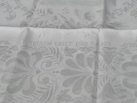 photo of antique vintage German christening shawl, ivory linen damask, dated 1938 #4