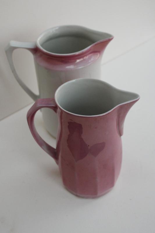 photo of antique vintage Germany china pitchers, copper & pink luster lustreware #7