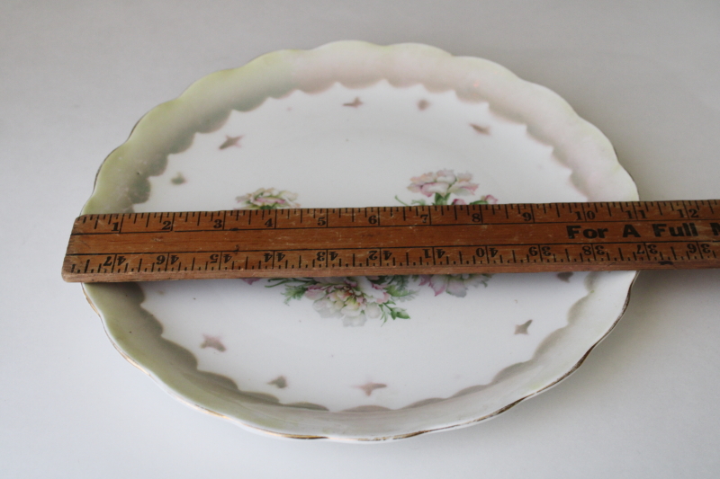 photo of antique vintage Germany floral luster ware china plate, large serving platter or cake tray  #2