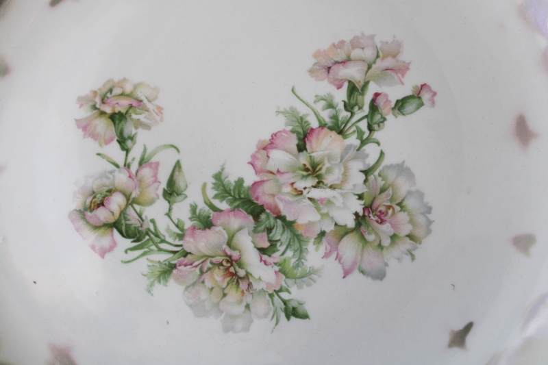 photo of antique vintage Germany floral luster ware china plate, large serving platter or cake tray  #4