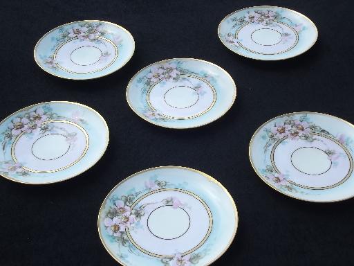 photo of antique vintage Hand Painted Nippon porcelain plates, china dessert set #1