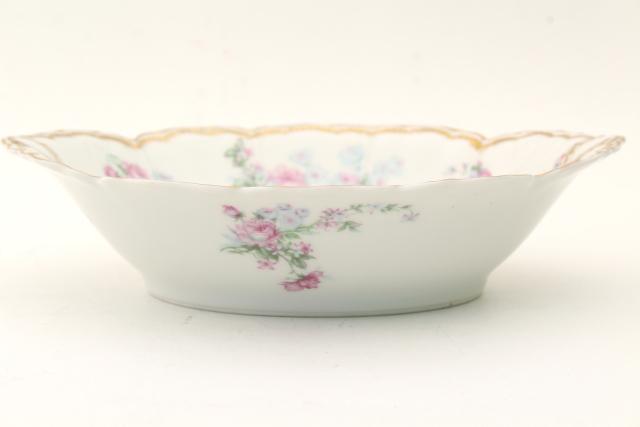 photo of antique vintage Haviland Limoges France china oval bowl, Schleiger 261 floral #3