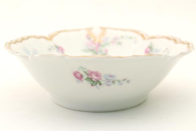 photo of antique vintage Haviland Limoges France china oval bowl, Schleiger 261 floral #4