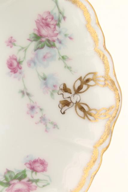 photo of antique vintage Haviland Limoges France china oval bowl, Schleiger 261 floral #6