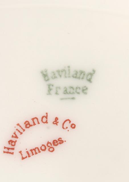 photo of antique vintage Haviland Limoges France china oval bowl, Schleiger 261 floral #8