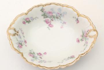 catalog photo of antique vintage Haviland Limoges France china oval bowl, Schleiger 261 floral