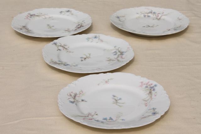 photo of antique vintage Haviland Limoges china plates, blue cornflowers w/ pink #4