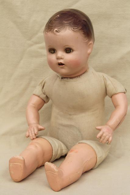 photo of antique vintage Ideal baby doll, sleep eyes, open mouth w/ two teeth #1