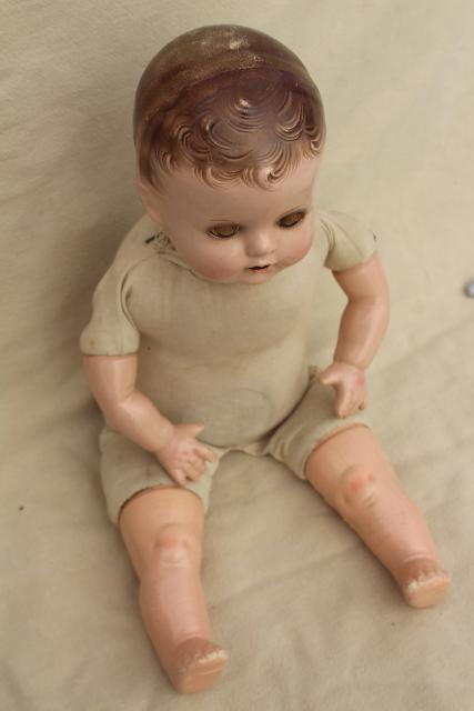 photo of antique vintage Ideal baby doll, sleep eyes, open mouth w/ two teeth #4