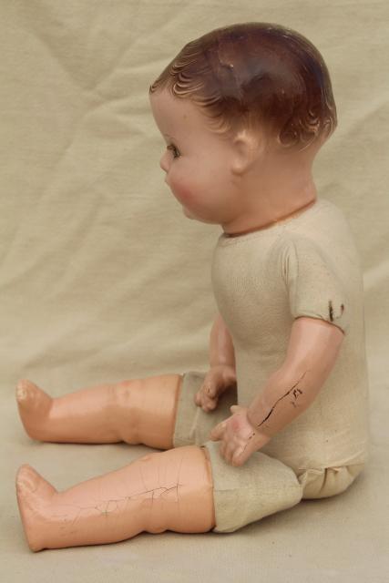 photo of antique vintage Ideal baby doll, sleep eyes, open mouth w/ two teeth #14