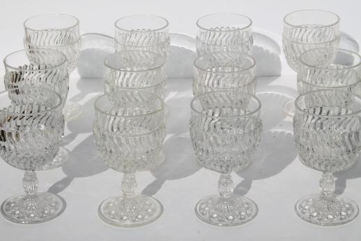 photo of antique vintage Jersey Swirl pattern glass wine glasses, set of 12 goblets #1