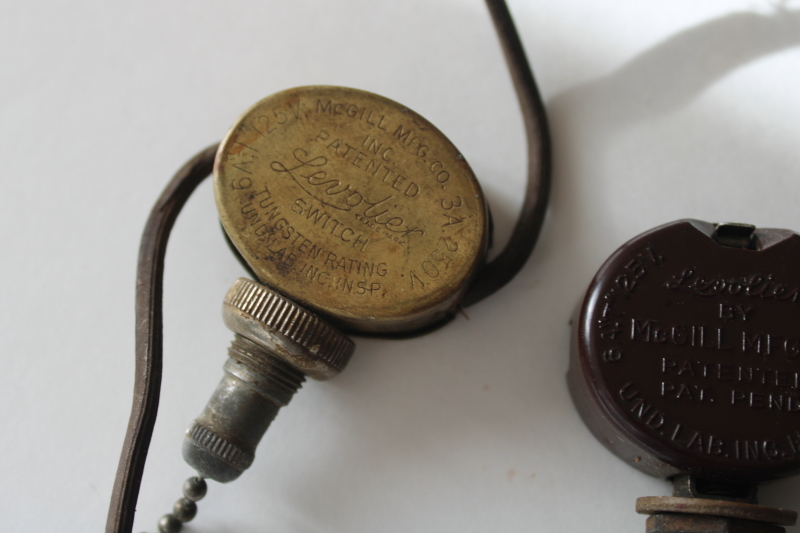 photo of antique vintage Levolier pull chain light switches patented electrical hardware brass & bakelite  #2