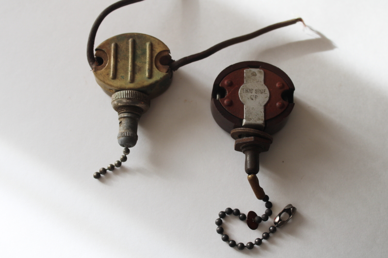 photo of antique vintage Levolier pull chain light switches patented electrical hardware brass & bakelite  #4