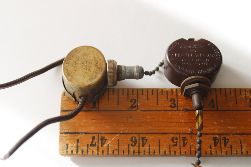 photo of antique vintage Levolier pull chain light switches patented electrical hardware brass & bakelite  #5