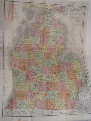 photo of antique vintage Rand McNally Michigan railroad map & guide w/advertising - 1911 #2