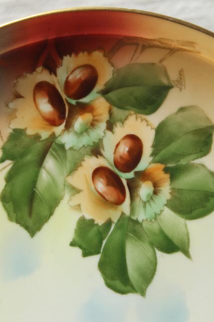 photo of antique vintage Royal Ruldolstadt Prussia hand painted china plate w/ hazelnuts #4