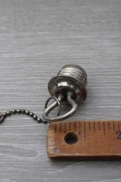 antique vintage Schrader canteen flask bottle stopper, screw top w/ original chain