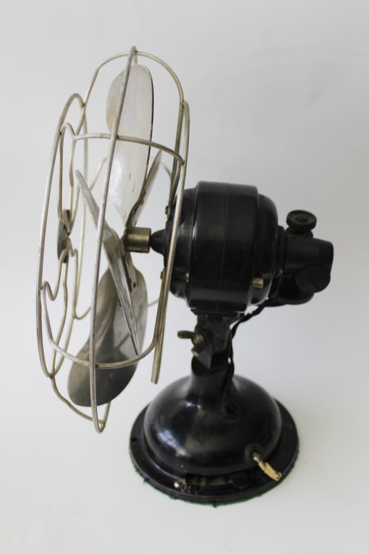 photo of antique vintage Signal electric fan, heavy iron base oscillating fan needs cord #9