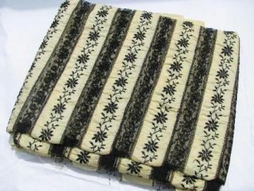 catalog photo of antique vintage Swiss silk fabric w/ French alencon lace, ivory w/ black