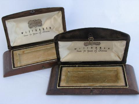 photo of antique vintage Wittnauer Longines watch presentation display boxes, wood w/ velvet #5