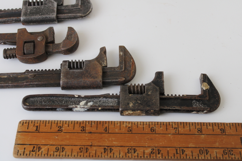 photo of antique vintage adjustable wrenches, old hand tools wrench lot  #5