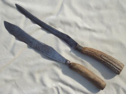 photo of antique & vintage  antler bone & plastic carving knives & steak knives lot #2