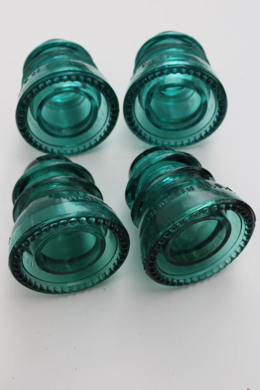 photo of antique vintage aqua blue green glass insulators lot Hemingray marks #4