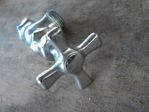 photo of antique vintage architectural brass/chrome Standard plumbing tap/valve #2